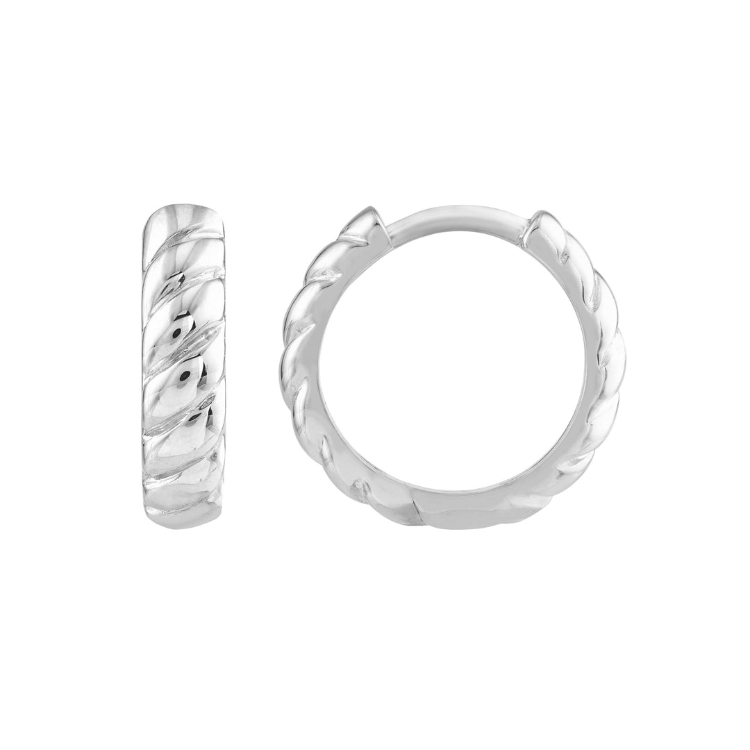 Medium Ribbed Polished Hoops