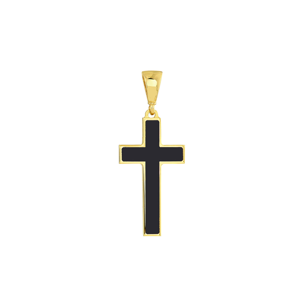 Small Black Enamel Cross Pendant