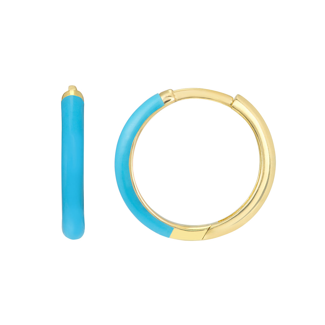 NeonBlue Enamel 1/2 Polished Hoops