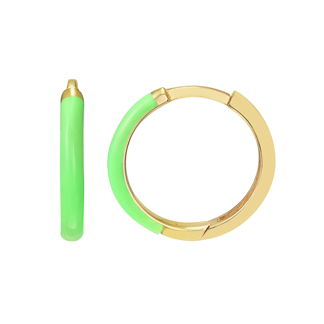 Neon Green Enamel 1/2 Polished Hoops