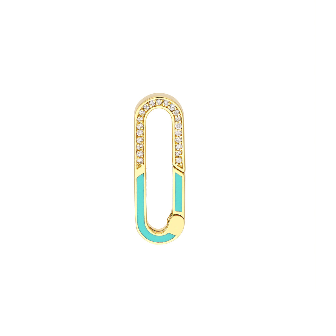 50/50 Diamond + Turq Enamel Push Lock