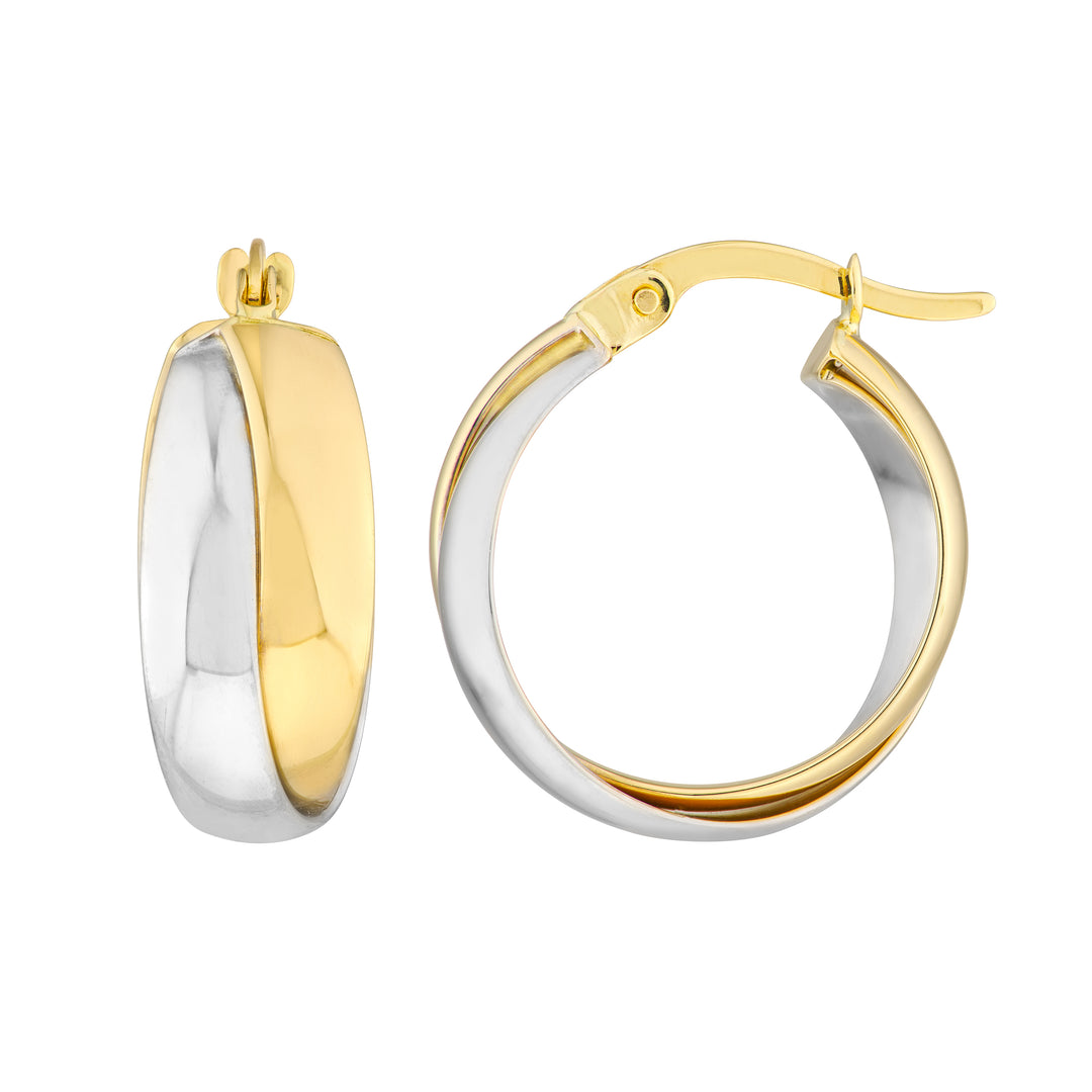 Two-Tone Overlaping Tube Round Hoop Earrings