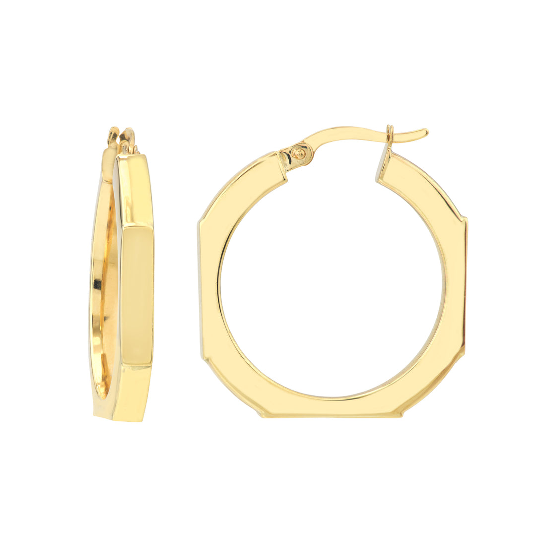 Octagon Frame Round Hoop Earrings