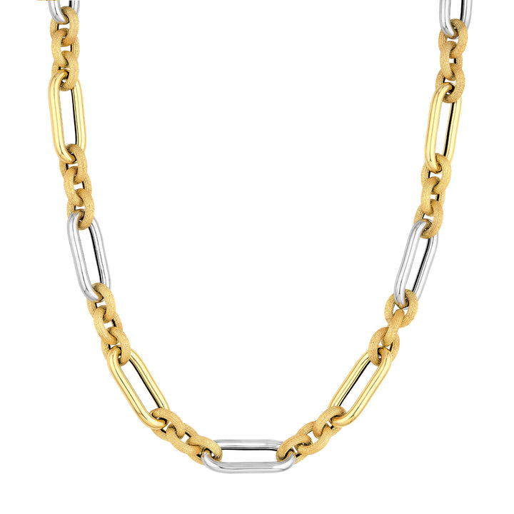 Two Tone (3+1) Paper Clip Brushed Polished Chain