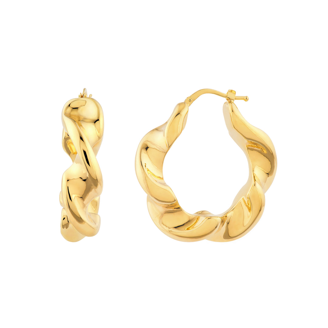 Wide Twist Puff Hoop Earrings