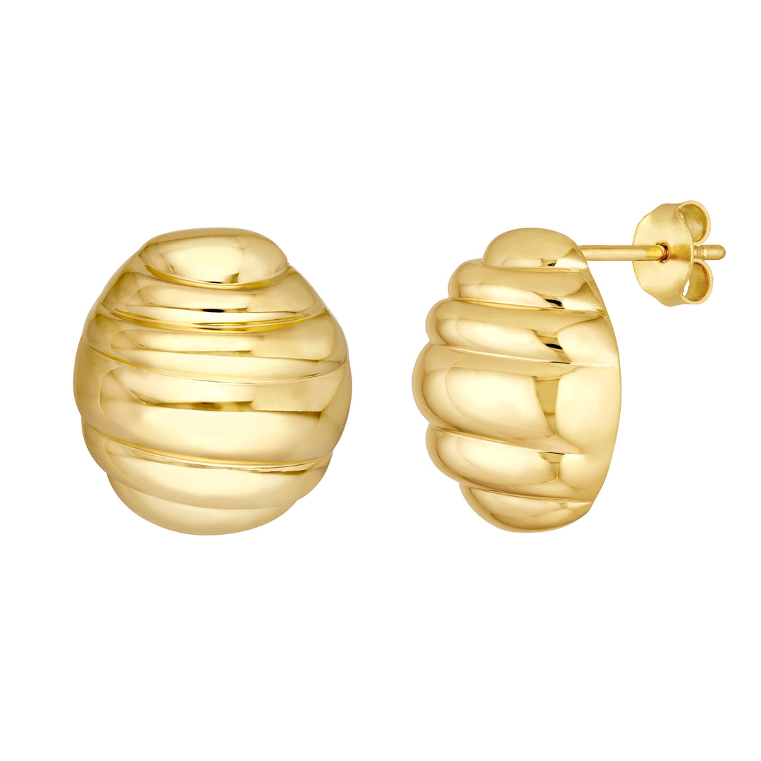 Fluted Oval Stud Earrings