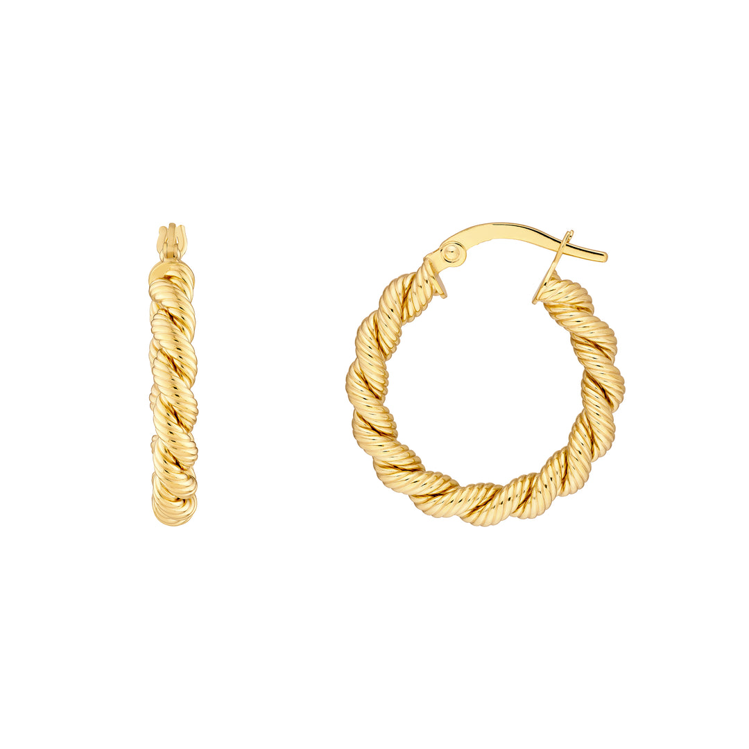 15mm Twisted Rope Hoop Earrings