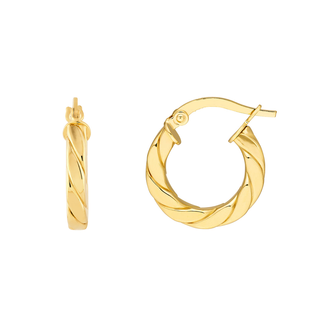 10mm Twist Square Tube Hoop Earrings