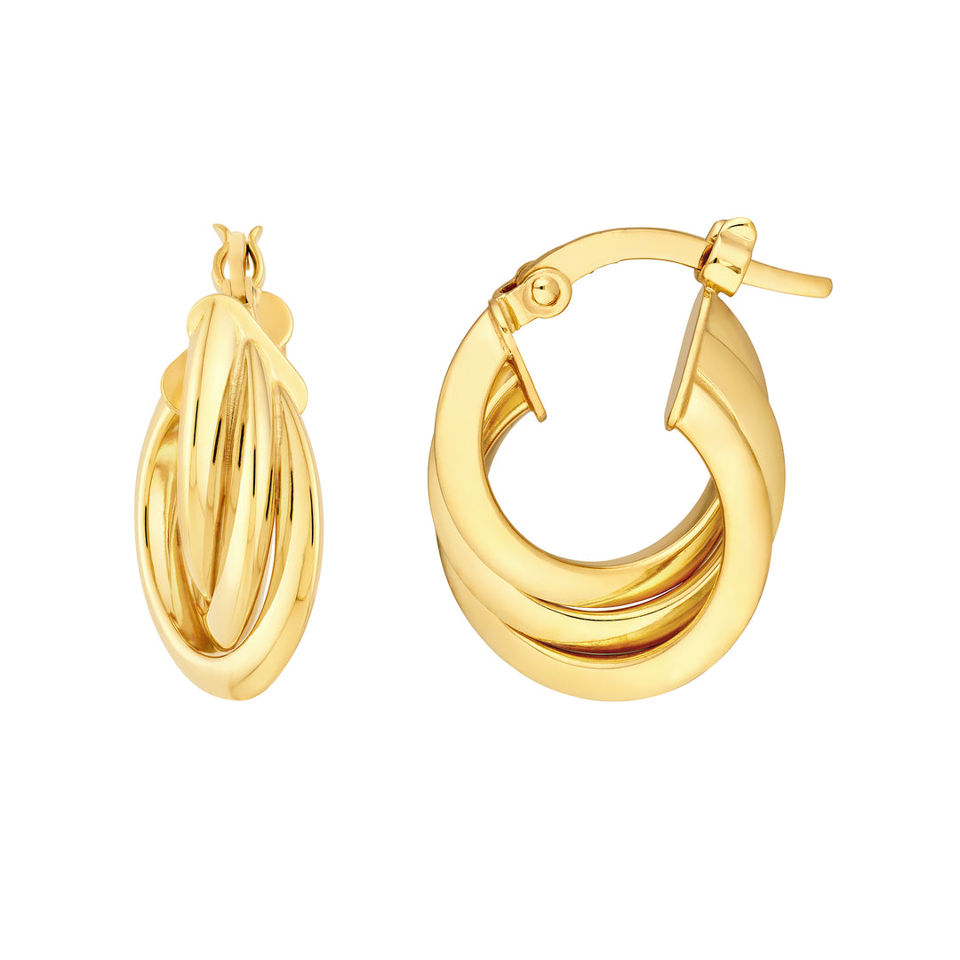 10mm Triple Round Hoop Earrings