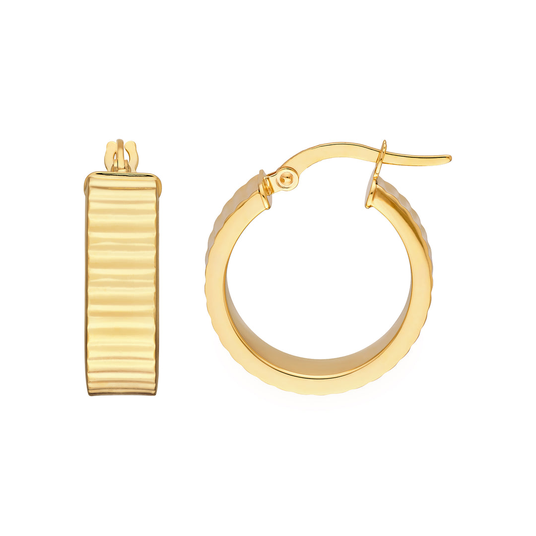 15mm Line Round Hoop Earrings