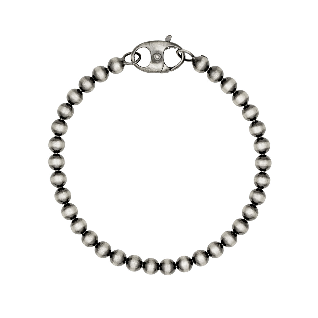 Sterling Silver 5mm Round Bead Mariner Lock Chain Bracelet