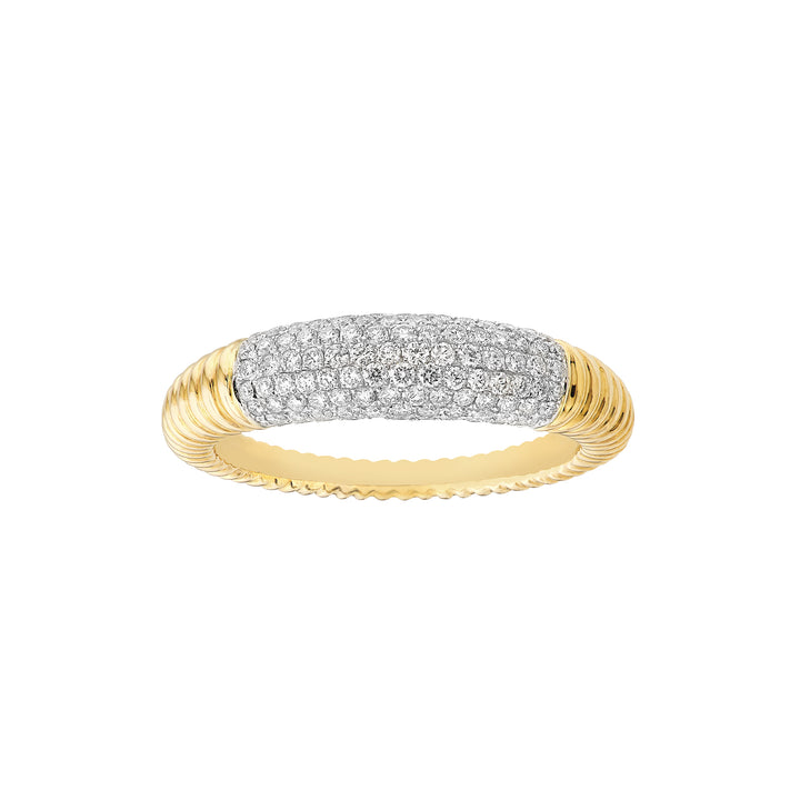 Diamond Pave Ribbed Dome Ring