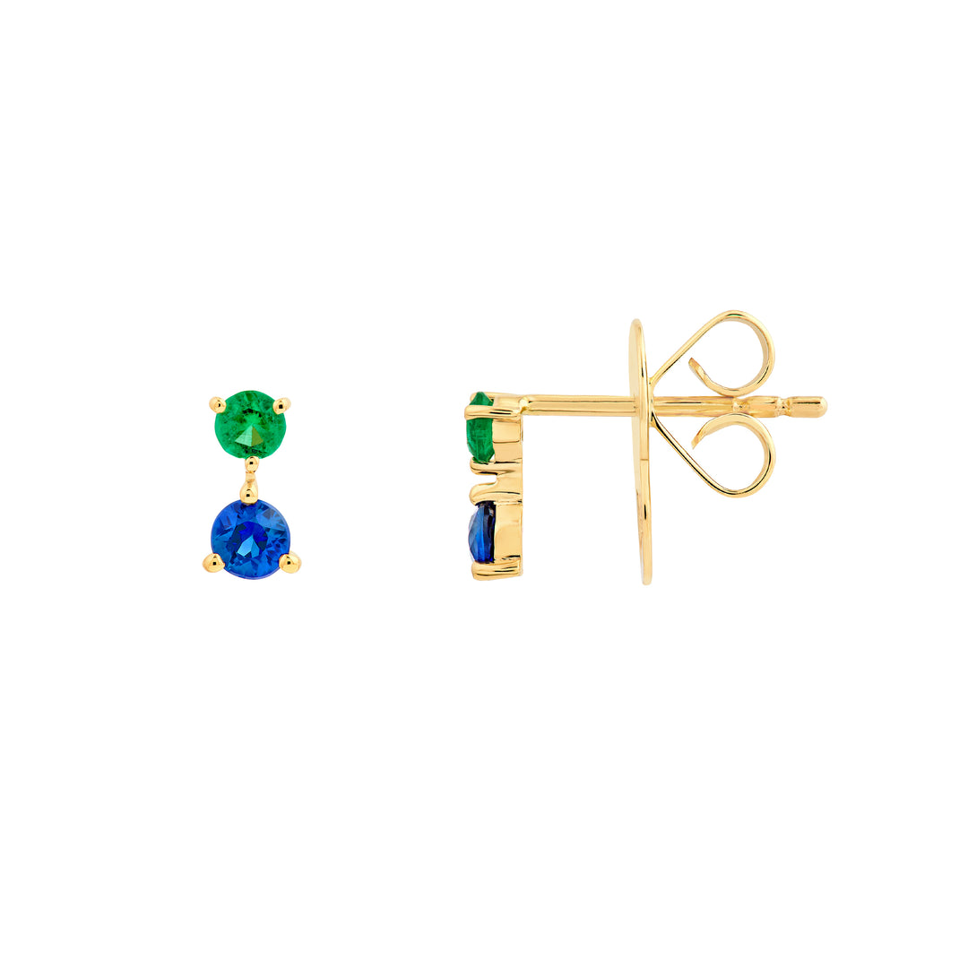 Emerald & Sapphire Stud Earrings