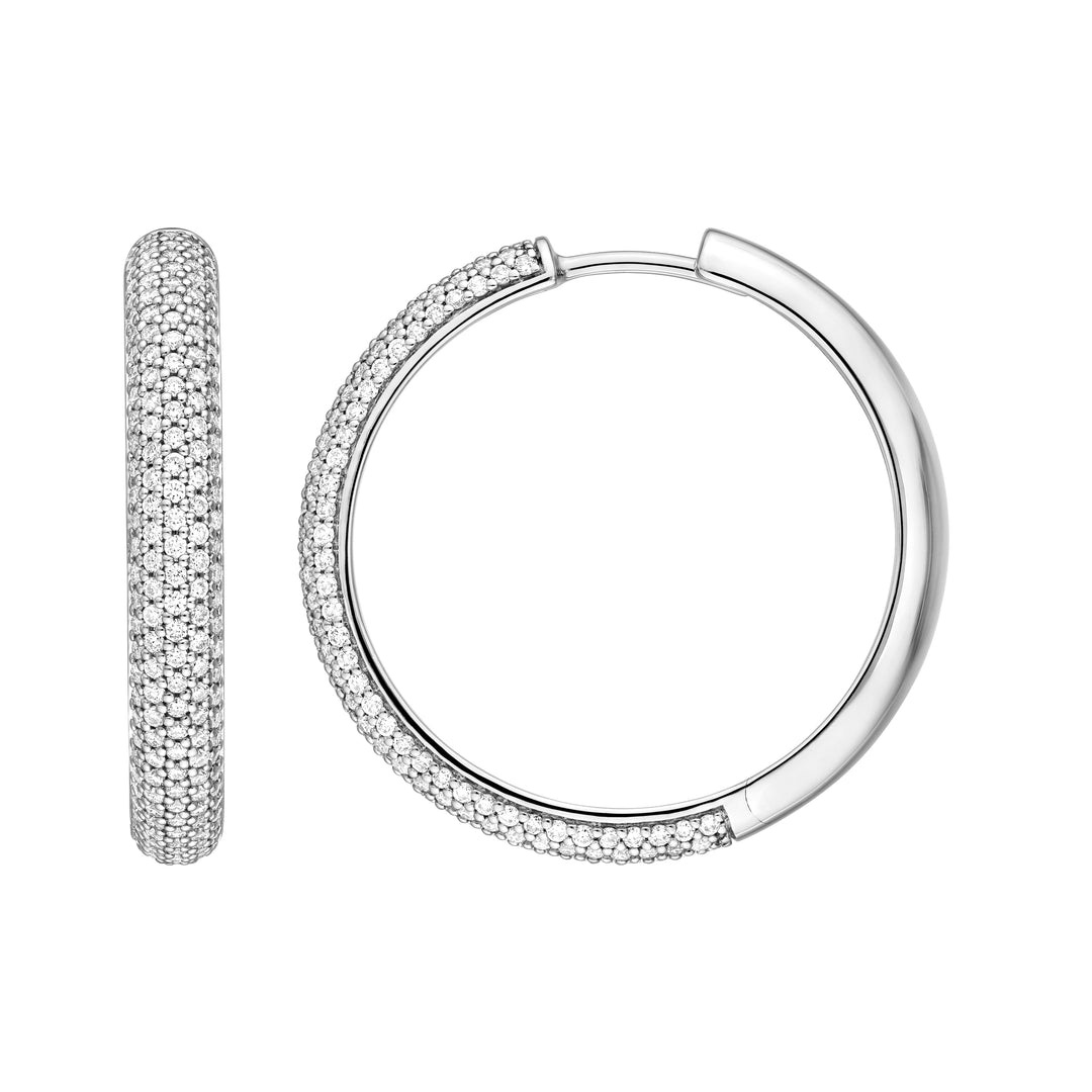 5 Row Diamond Pave Hoop Earrings (1tcw)