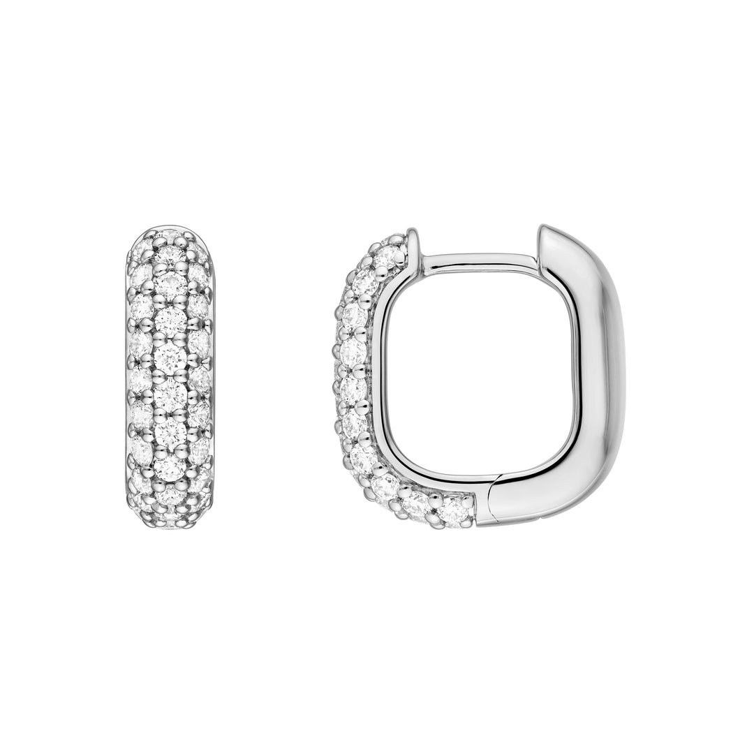 3 Row Pave Diamond Paper Clip Huggies (5/8tcw)