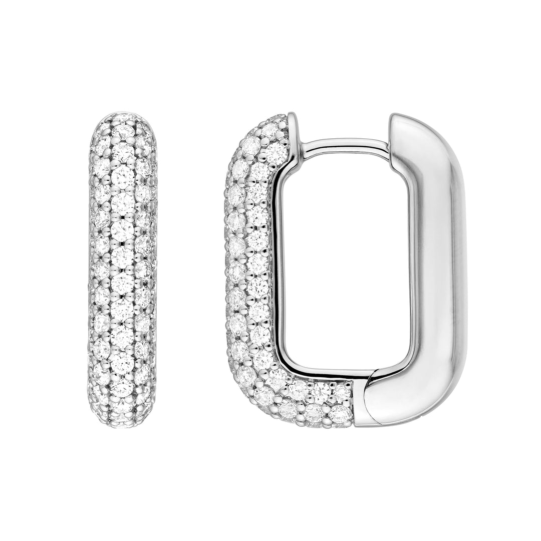 3 Row Pave Diamond Paper Clip Huggies (1tcw)