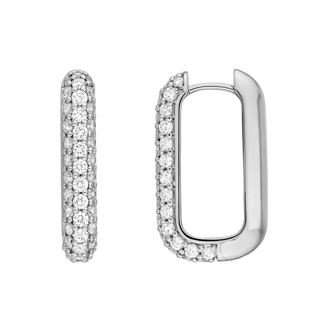 3 Row Pave Diamond Paper Clip Earrings (1-3/8tcw)