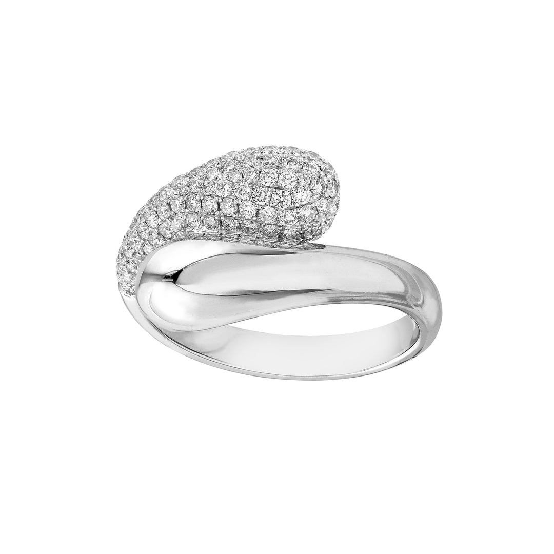 Teardrop Diamond Bypass Ring (White Gold)