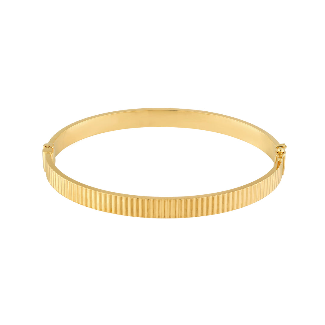 D/C Ridged Rectangle Tube Bangle Bracelet