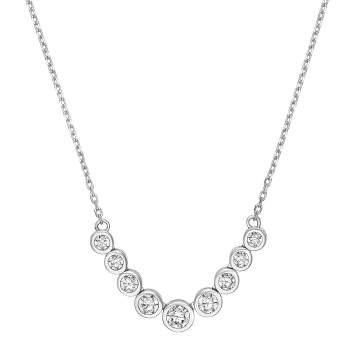 1.0tcw Diamond Graduated Center Station Bezel Necklace