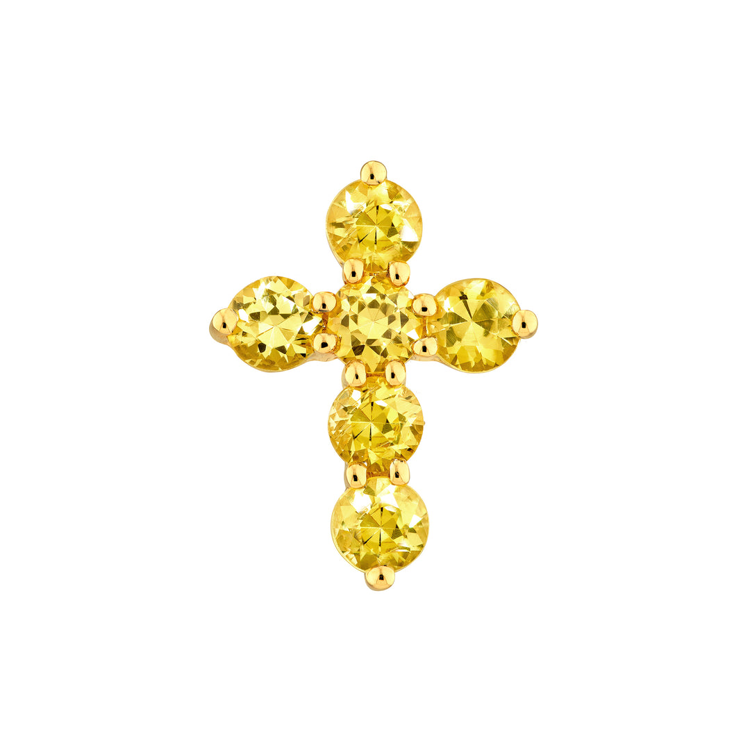 Yellow Sapphire Stone Cross Pendant