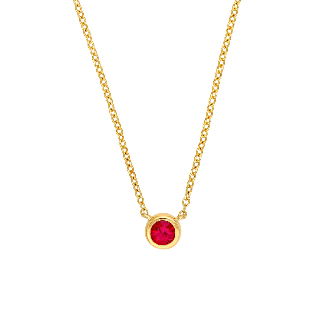 3mm Ruby Stone Bezel Necklace