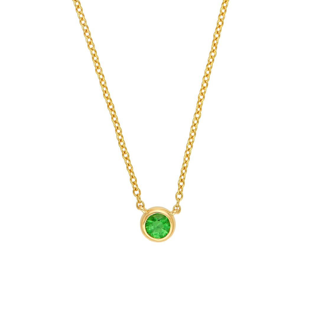 3mm Tsavorite Stone Bezel Necklace