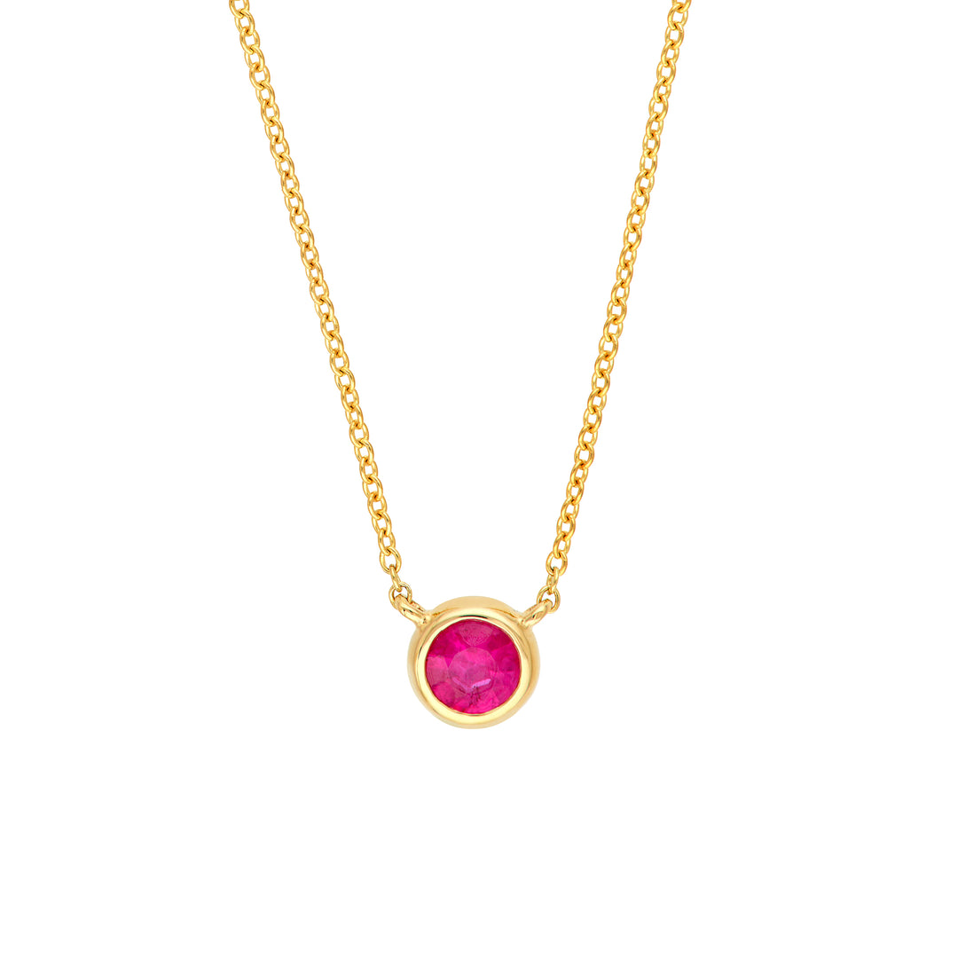 4mm Ruby Bezel Necklace