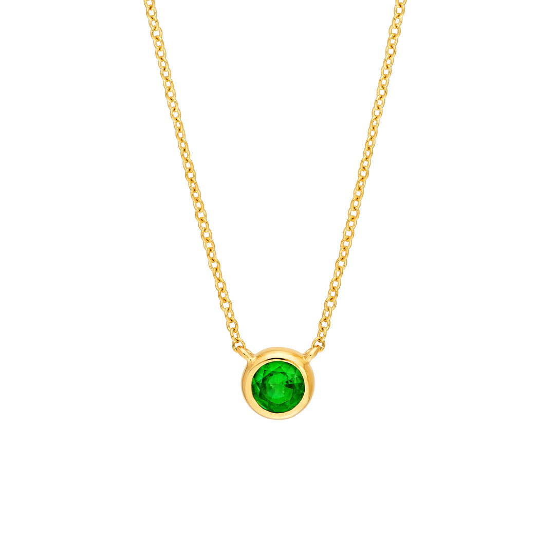 4mm Tsavorite Stone Bezel Necklace