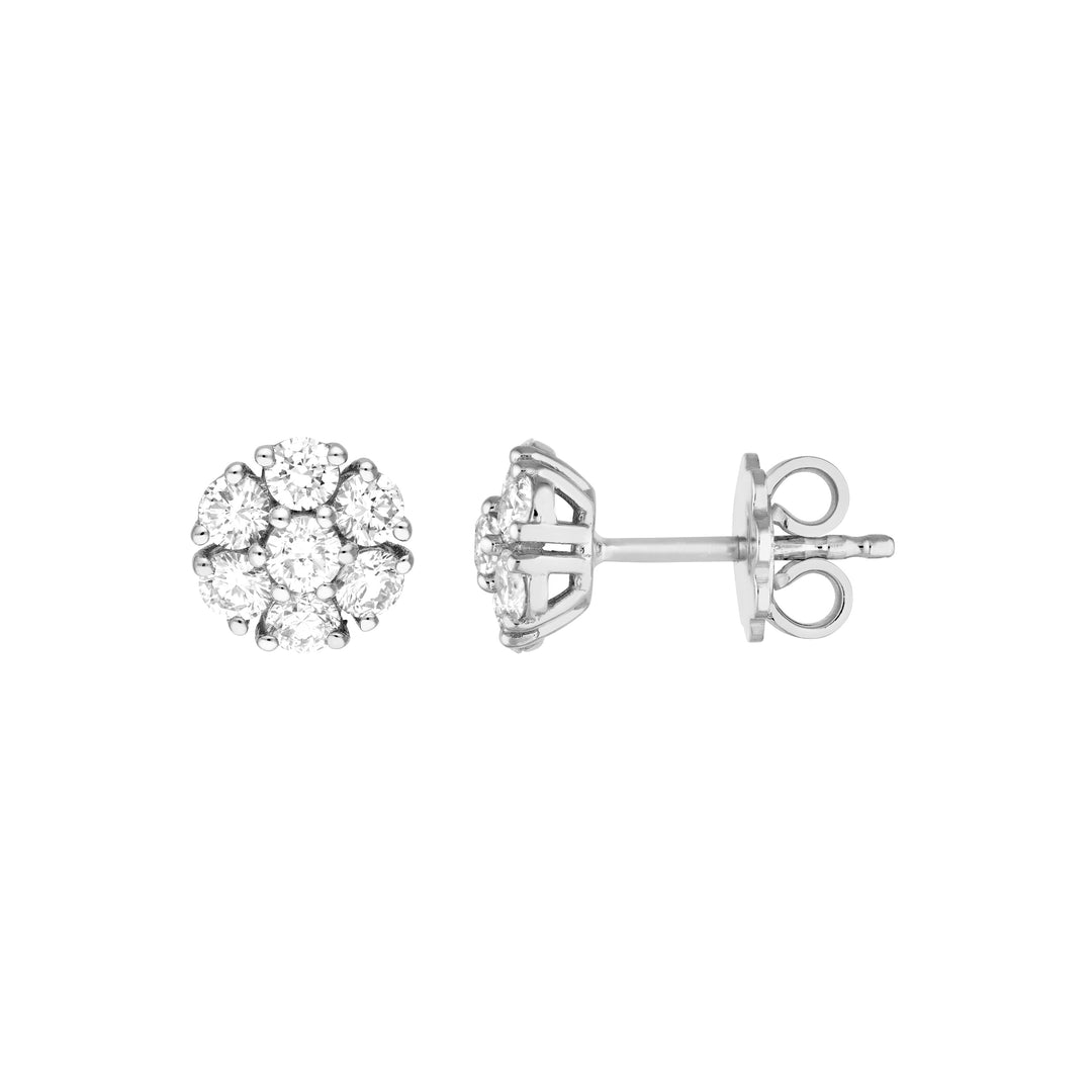 1tcw Diamond Cluster Stud Earrings