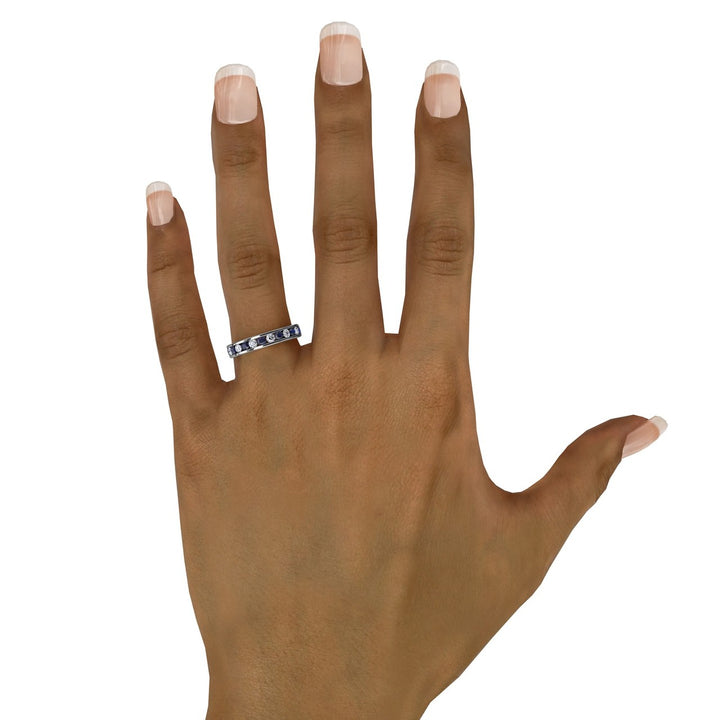 Single Row Sapphire and Diamond Band