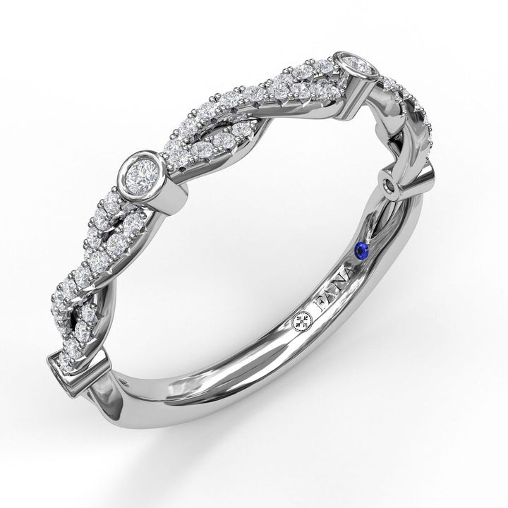 Twist Band with Diamond Bezel Stations