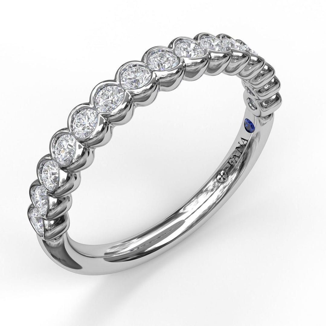 Scalloped Partial Bezel Diamond Band