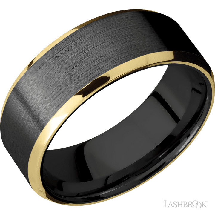 Zirconium with Satin Finish and 14K Yellow Gold Inlay